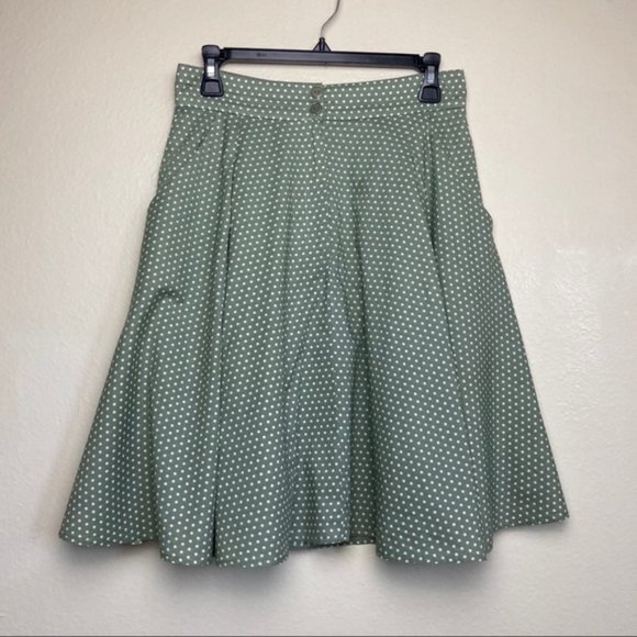 ANTHROPOLOGIE | Green Polka Dot Midi Skirt - Picture 2 of 8